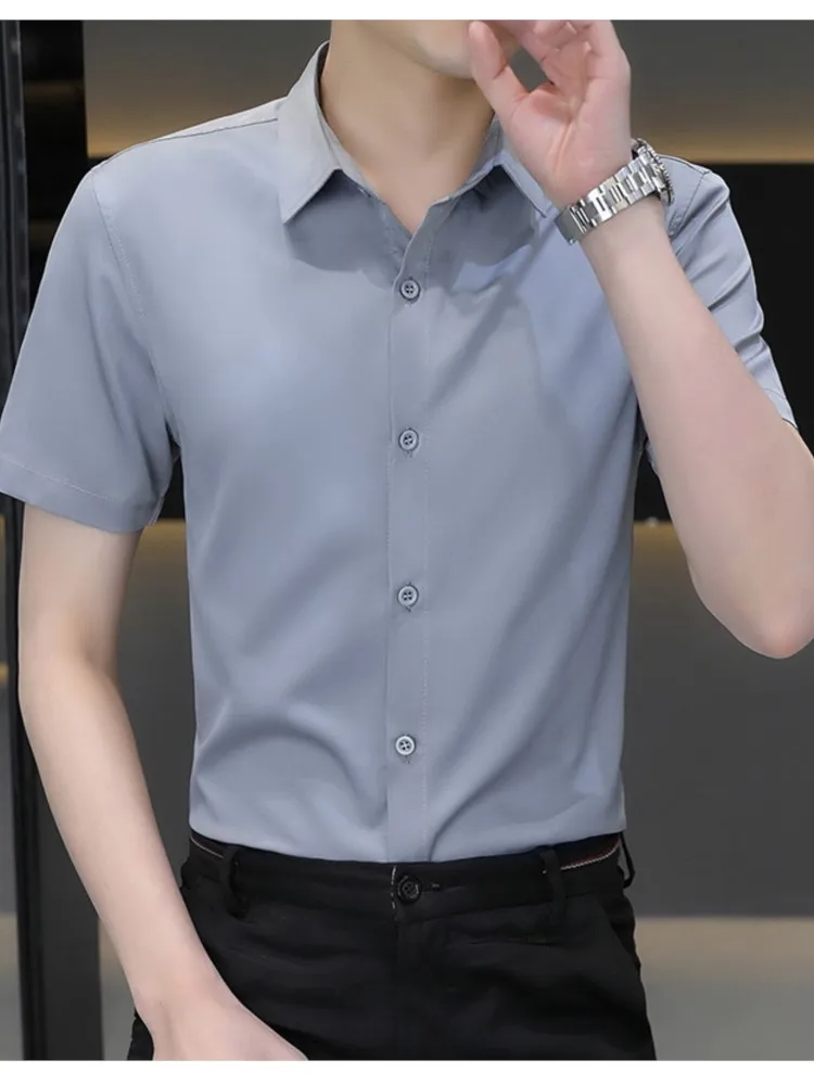 New Arrivals Cooton men\'s short-sleeved Shirt Summer Cotton Casual Solid Color Men Large Size Cool Brand Top New Arrival