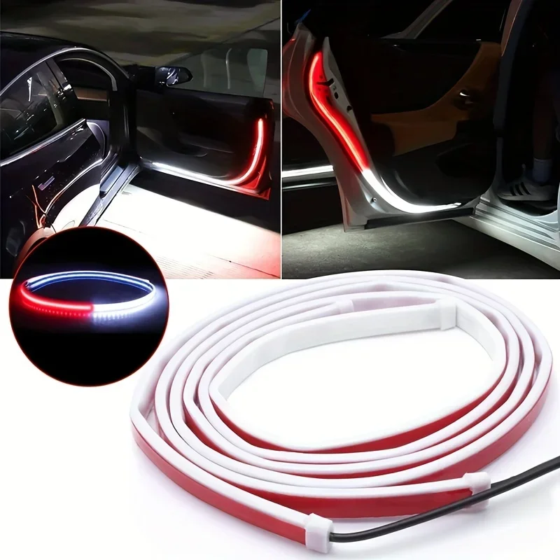 2pcs LED Car Door Opening Warning Atmosphere Light Strip 120cm Decoration Welcome Decor Ambient Lamp Universal  12v