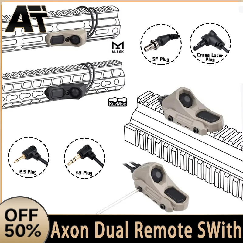 

Tactical Airsoft WADSN AXON Pressure Switch Dual Function Remote Button Fit Picatinny M-Lok Rail Hunting Weapon Light Accessory