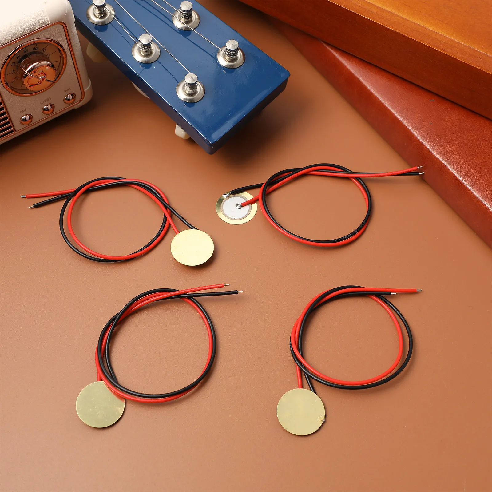 15Pcs Premium Brass Piezo Pickup Transducers Wide Application Acoustic Guitar Drum Trigger Buzzer Contact Mic Piezoelectric