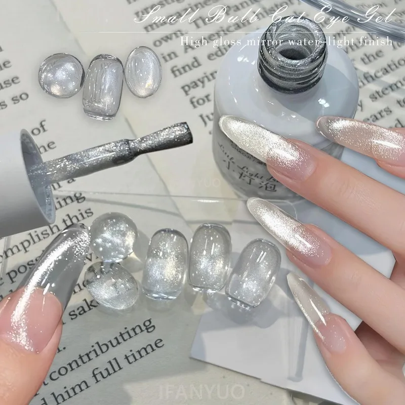Ice Clear White Water Cat Eye Gel Nail Polish No Base Ice Transparent Jelly Magnetic Nail Art High Gloss Shimmer Soak Off UV Gel