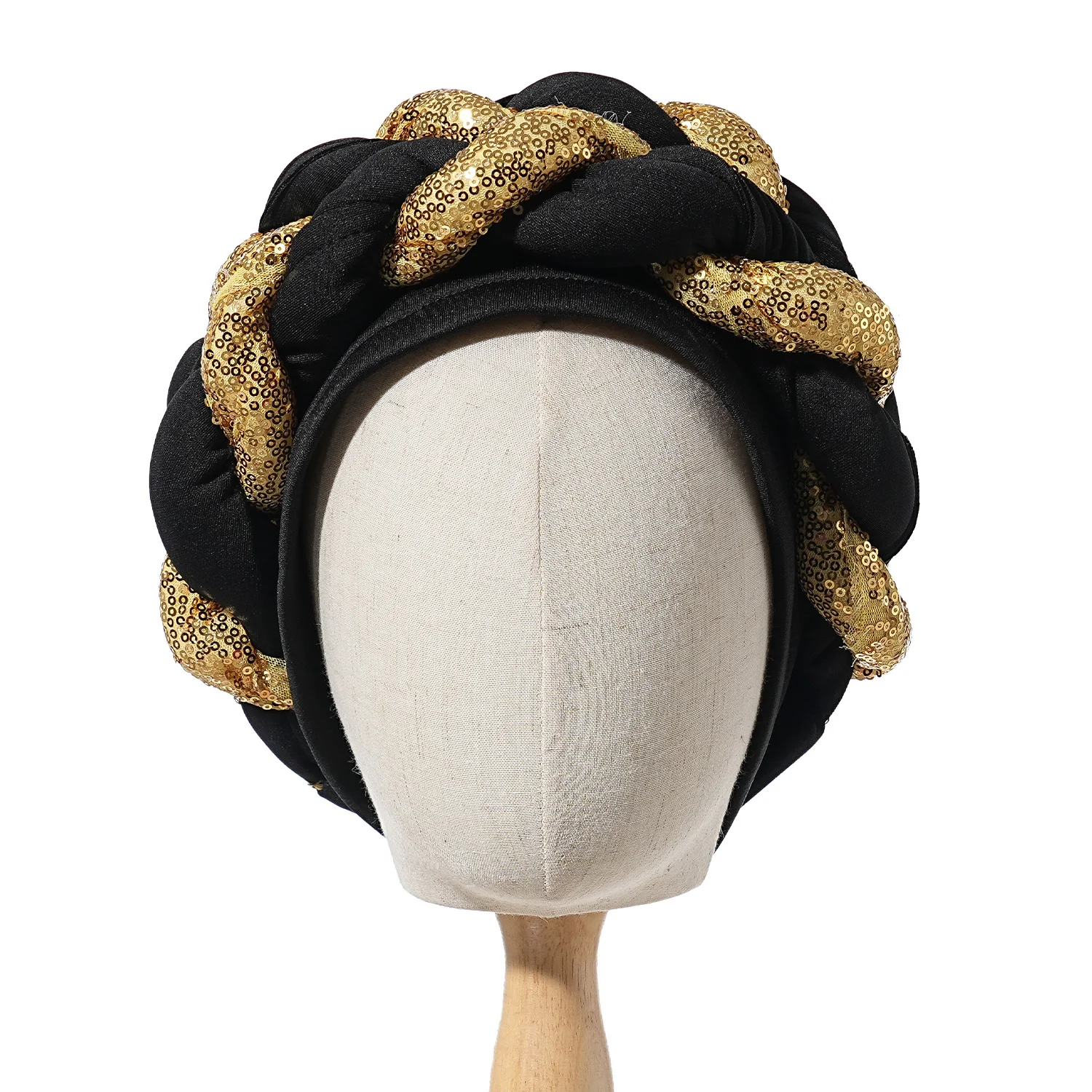 Spangle Big Braids Head Wrap Twisted Head Turbans Headwear, Wedding Heads Turban, Hair Cover Accessories
