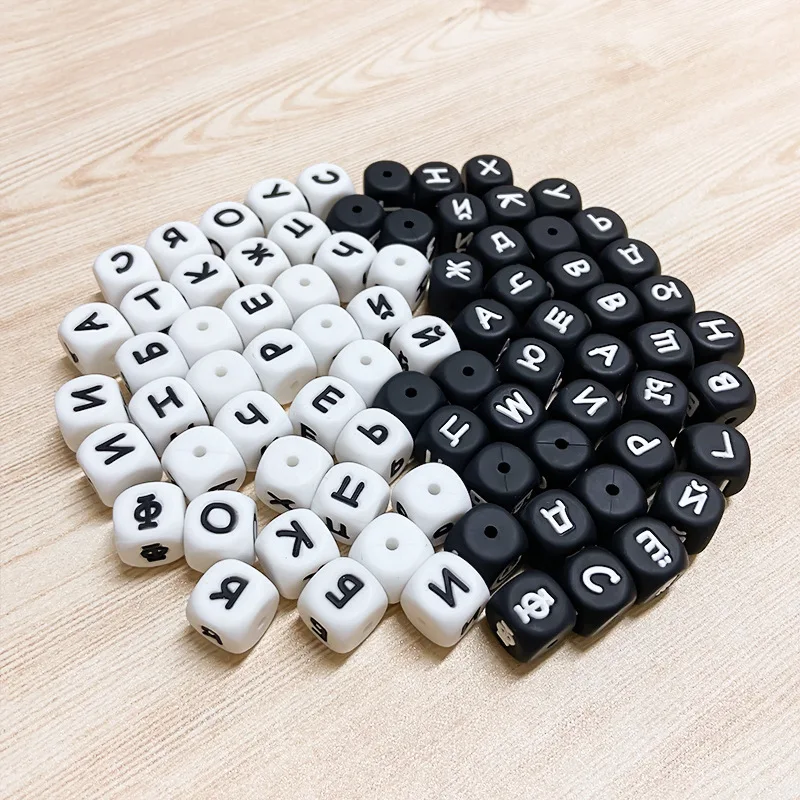 100pcs factory direct silicone letter beads - food grade silicone diy beads for beading - russian alphabet beads pins for crocs