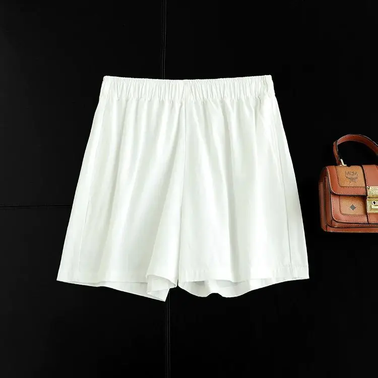 Dave&Di Japanese Summer Slimming Pure Cotton Elastic Waist Loose A-line Casual Shorts For Women