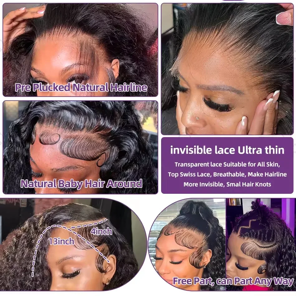 38 zoll Tiefe Welle Frontal Perücke Transparent 13x4 13x6 HD Spitze Frontal Menschliches Haar Perücken lockiges Menschliches Haar Spitze Frontal Perücken Für Frauen – Detail 2