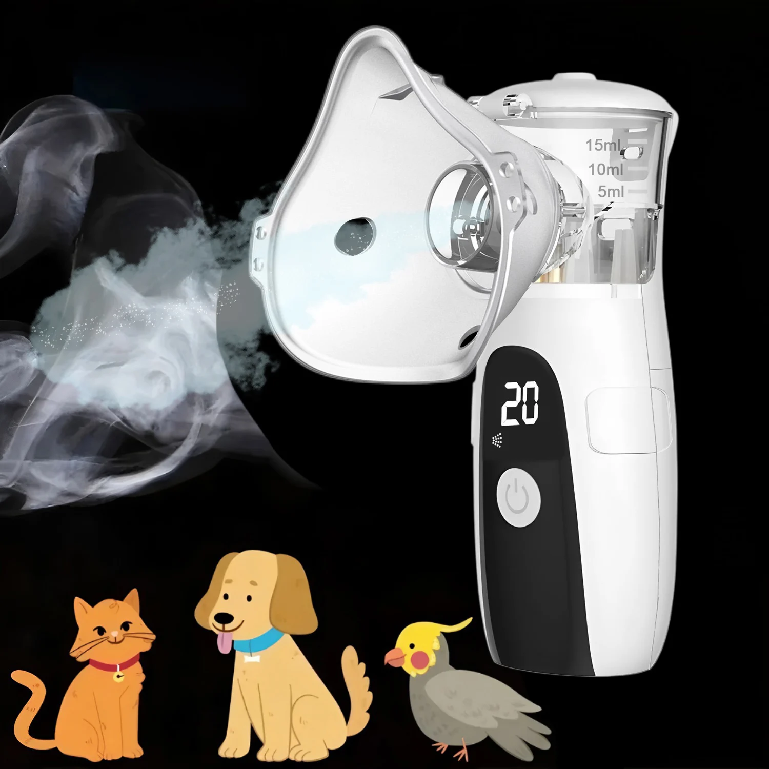 Tragbarer Haustier-Vernebler, geräuscharmes Inhalationsgerät für Katzen und Hunde, Atemwegspflege, Gesundheitsbedarf für Haustiere zu Hause – Detail 5