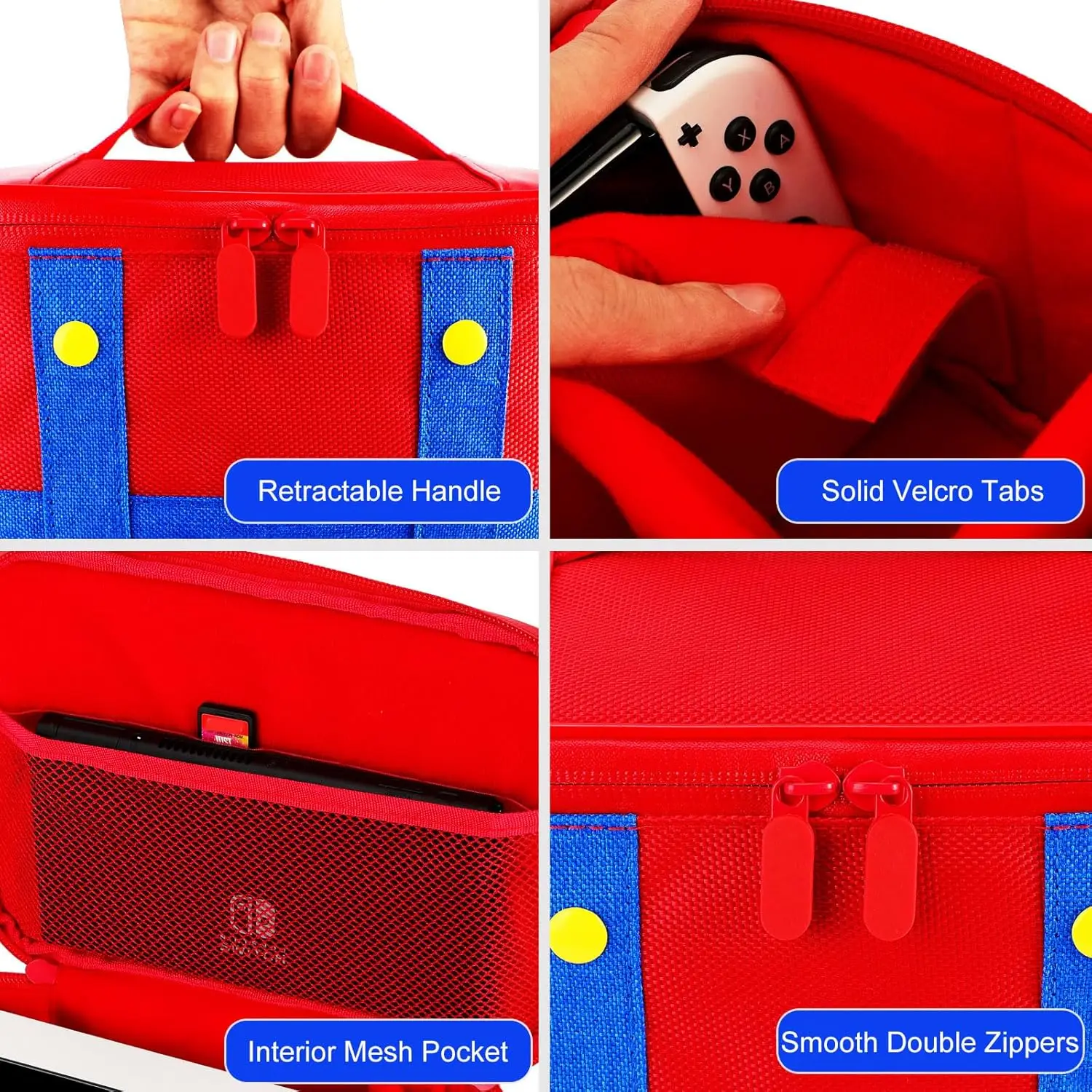 Cute Travel Carrying Case for Switch 2 / Switch / OLED, Waterproof Soft Shell Oxford Messenger Bag for Console Dock JoyCons