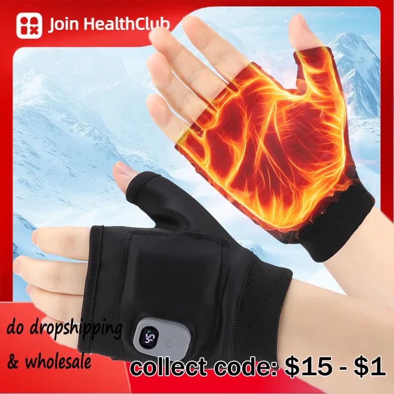 

Electric Heated Gloves Fingerless Snowball Fight Gloves for Winter Use Heated Warmth for Outdoor Cycling Writing Hand Protection