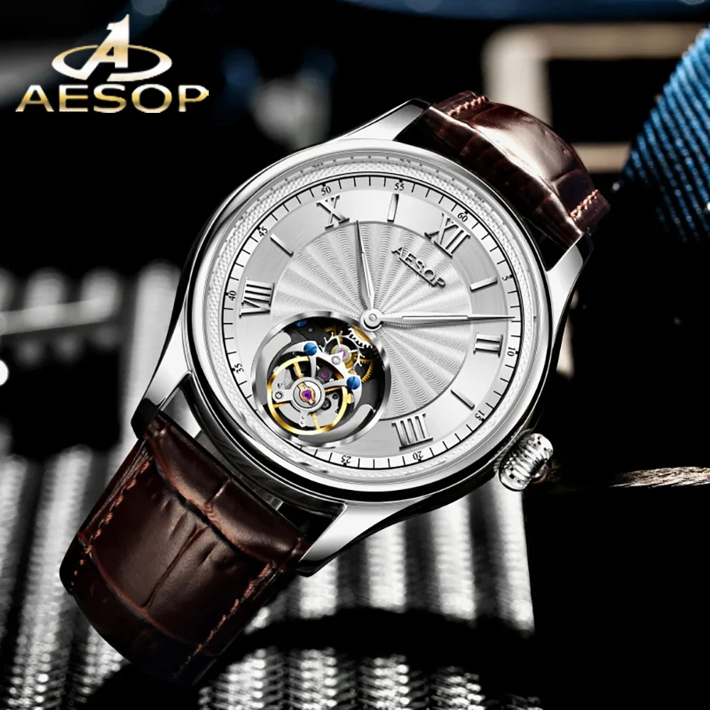 

AESOP Official Watch Store Flying Tourbillon Movement Mechanical Wristwatches Skeleton Watches for Menes Luxury Waterproof 2024