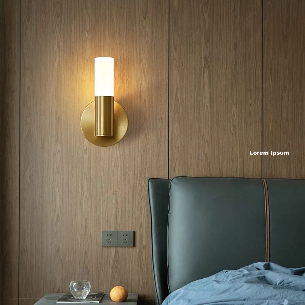 Modern Wirring LED Wall Light, Minimalista Lâmpada de parede para Corcorredor, Escada, Quarto, Cabeceira, Varanda, Indoor Gold, Two End Light Source