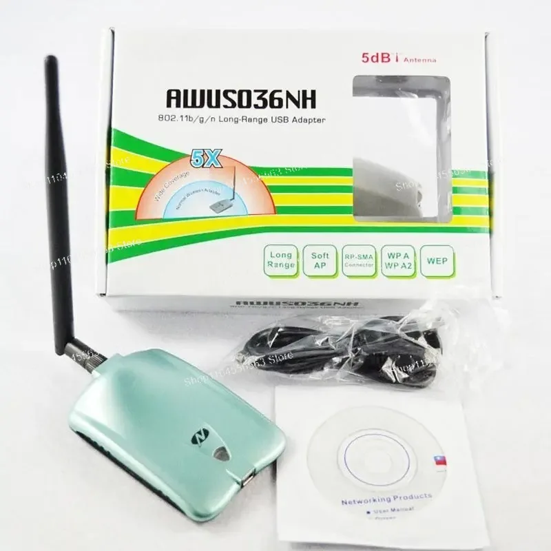 AWUS036NH Kali Network Card 2.4GHz 150Mbps USB WiFi Adapter RT3070 Chipset Driver-Free for Linux Ubuntu CDlinux