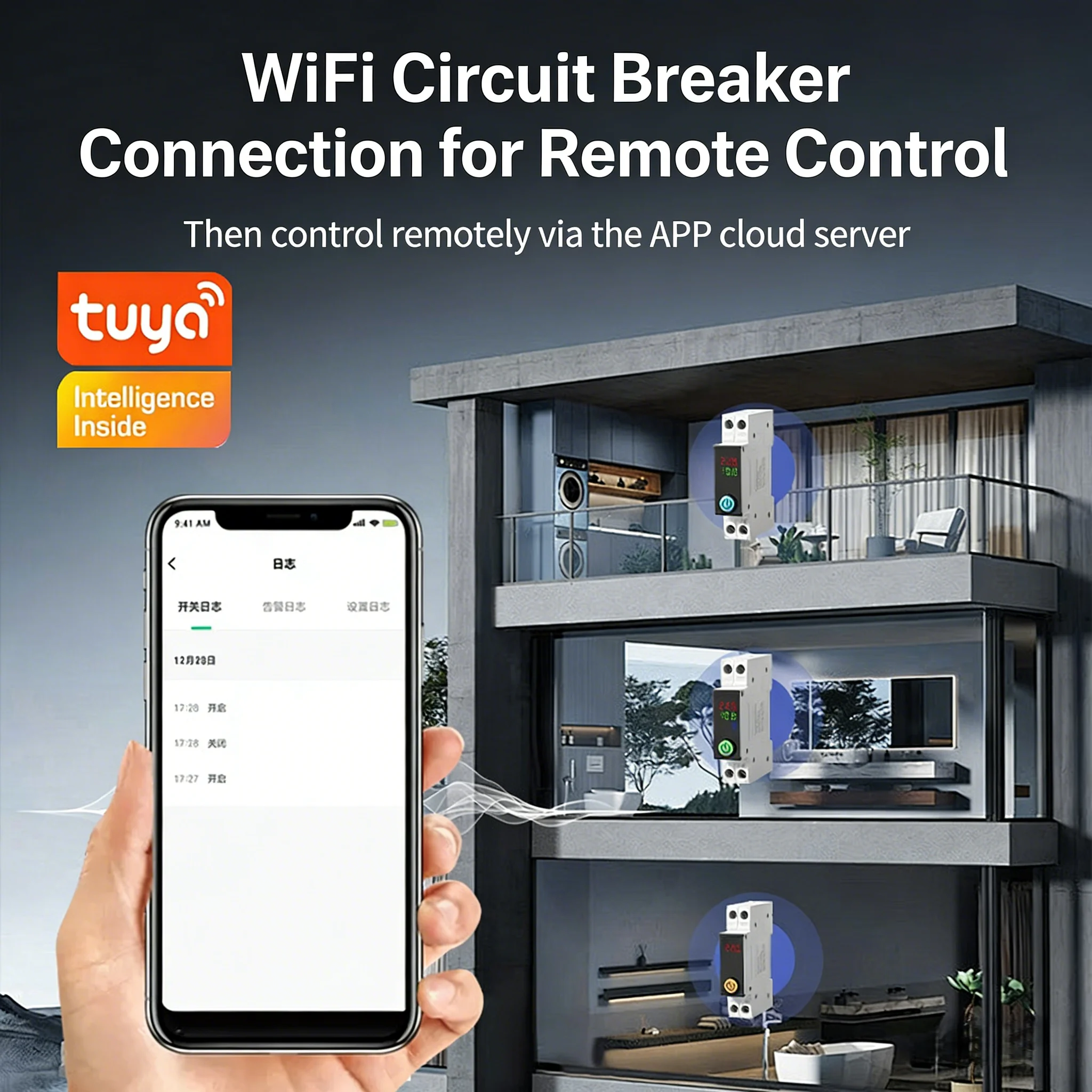 1-63A 220V Tuya APP Connected Mini Circuit Breaker, Over/Under Voltage & Overcurrent Protection, Timer Setting, DIN Rail Mount