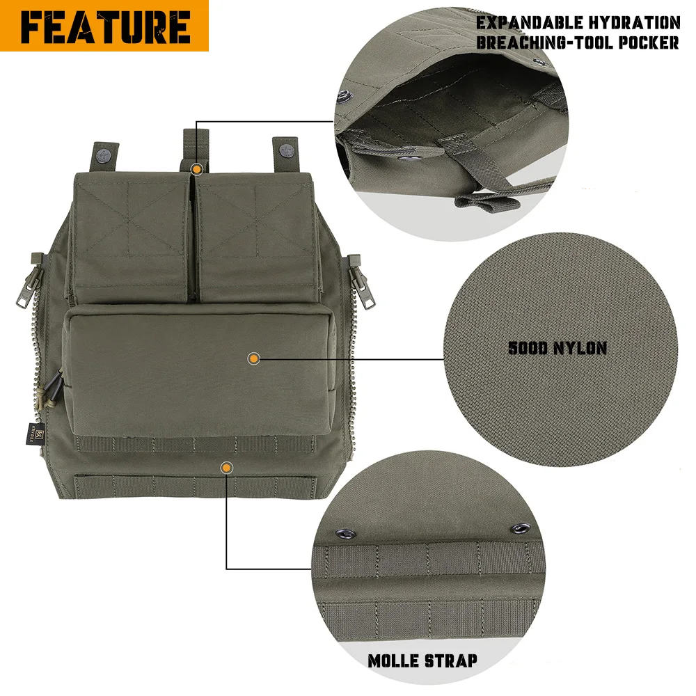 Imagem -04 - Krydex-tactical Zip-on Bolsa Bolsa Mochila Porta-chapas Caça Airsoft Vest Acessórios Cpc Ncpc Avs Jpc