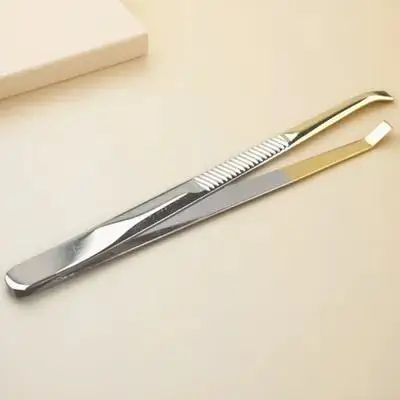 Pinça de sobrancelha de aço inoxidável, ferramenta de maquiagem profissional para modelagem de sobrancelha e clipe de extensão de cílios, remoção de pelos faciais