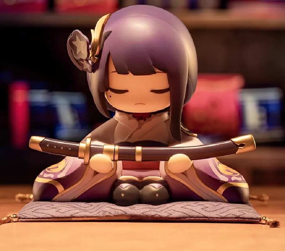 

11cm Game Genshin Impact Handmade Small Raiden Shogun Sitting Doll Cartoon Desktop Decoration Game Peripheral Toys