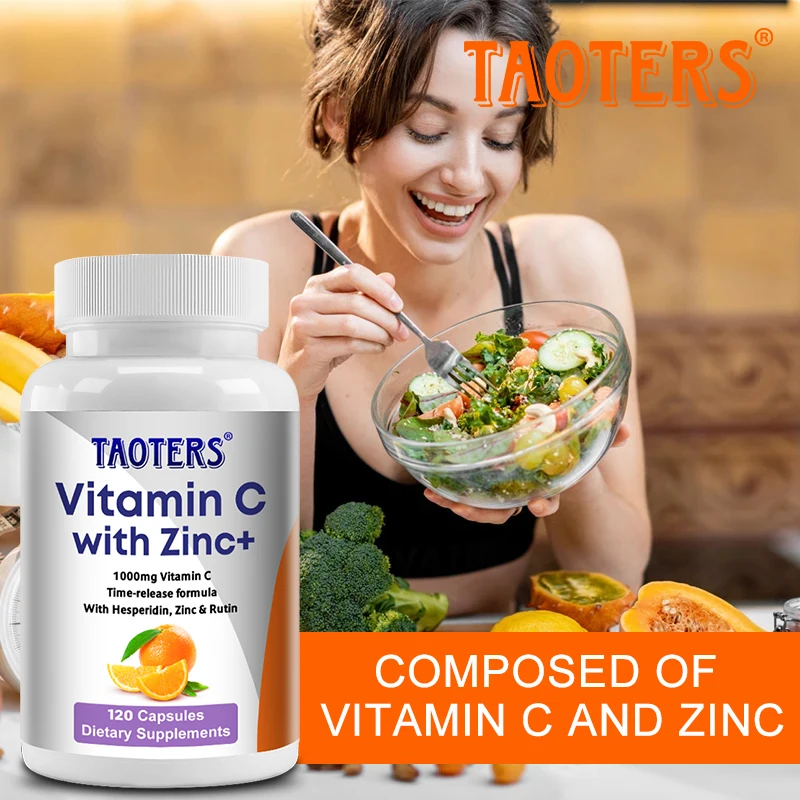 Organic Vitamin C Capsule 1000 Mg, Contains Hesperidin, Zinc and Rutin, Strengthens Immunity, Anti-oxidation, Beauty and Health