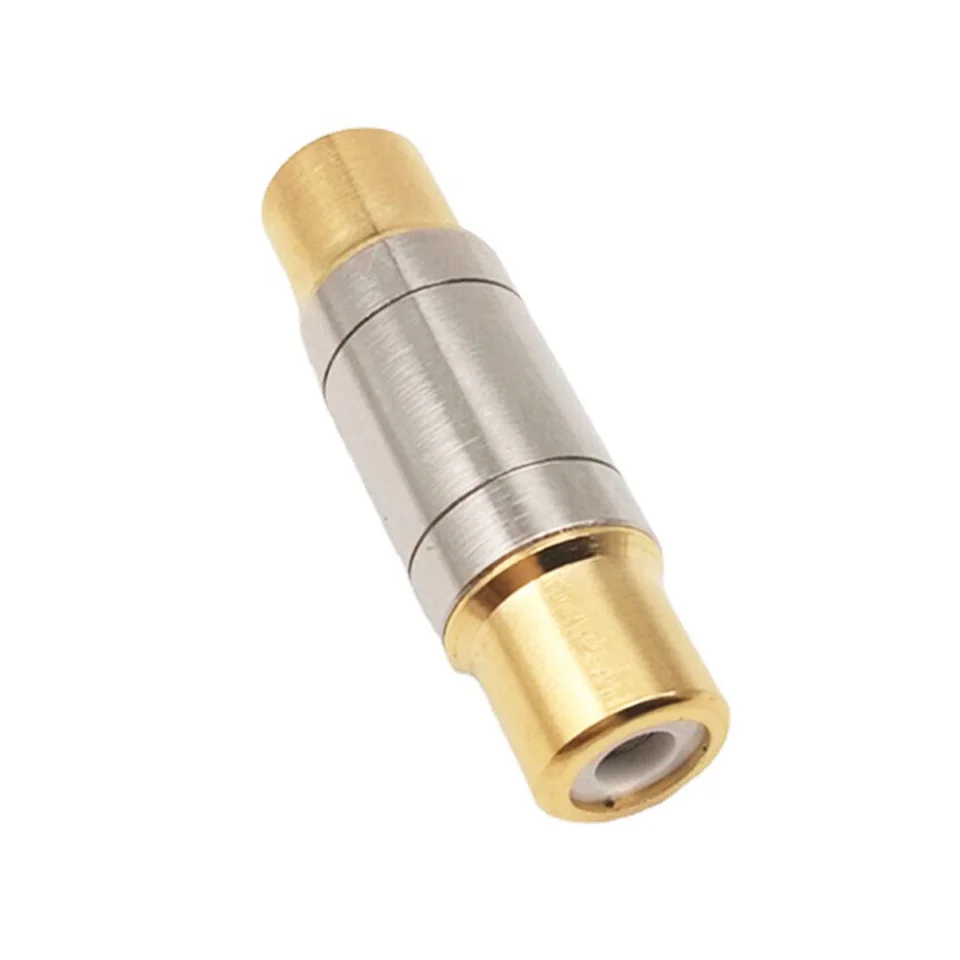 2pcs All copper gold-plated RCA straight head RCA plug lotus straight head video audio RCA female to female