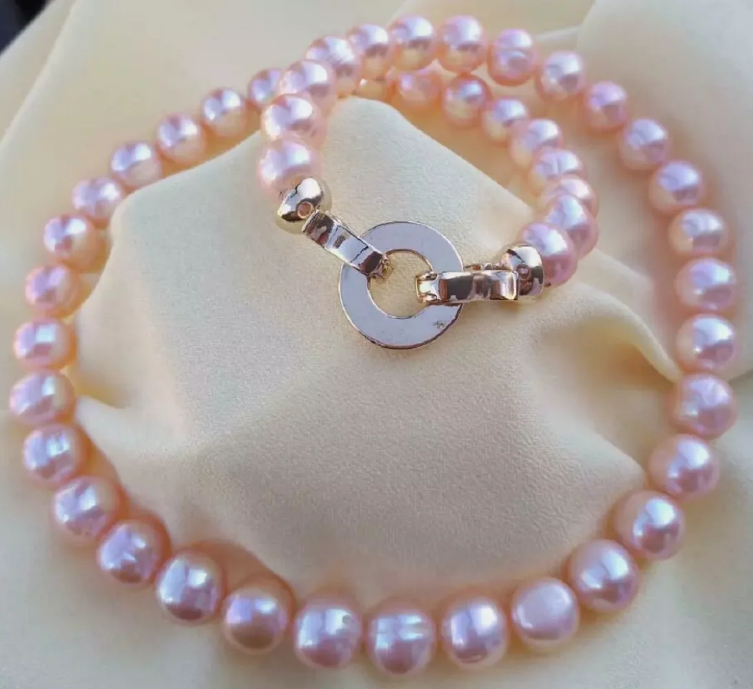 20 inch amazing AAA 7-8mm pink South Sea pearl necklace beautiful design 925s 18 in 22in  24in 26in 28in 30in 32in 34in