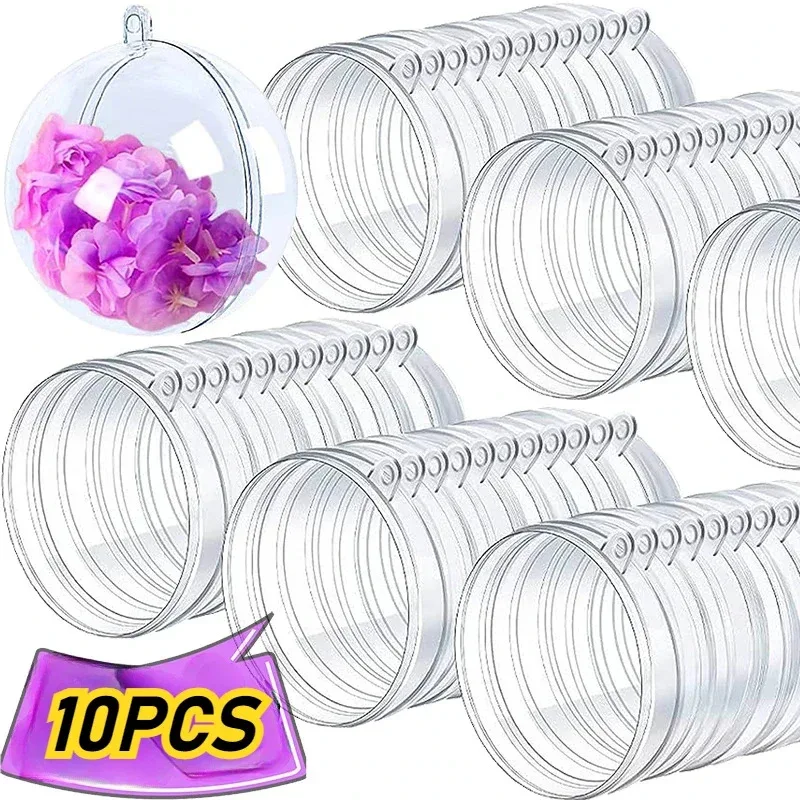 Boules transparentes de noël creuses, 4/6/8CM, bricolage, boule rechargeable en plastique, ornements suspendus pour arbre de noël, décoration de boîte cadeaux de fête à domicile