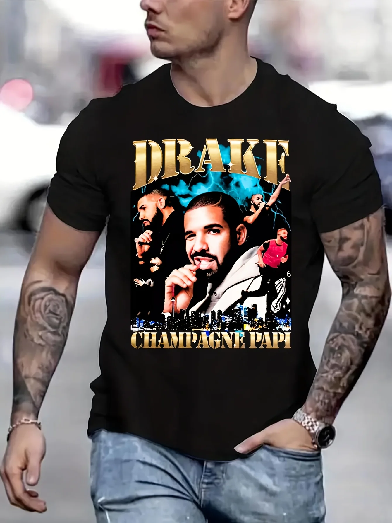 Camisetas divertidas Drake "Champagne Papi", camiseta para hombre, ropa estética, ofertas de ropa para hombre, camisetas para hombre B5020625