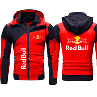2025 New Red Bull Jacket Windproof Warm Double Zipper Men's Jacket Red Bull Logo Fashion Outdoor Cycling Sports Jacket