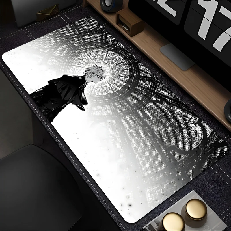 

Mousepad Laptop Office Cabinet Keyboard Pad PC Desk Mat Large Mouse Pad Black And White Anime Boy Non-slip Rubber Extended Pad
