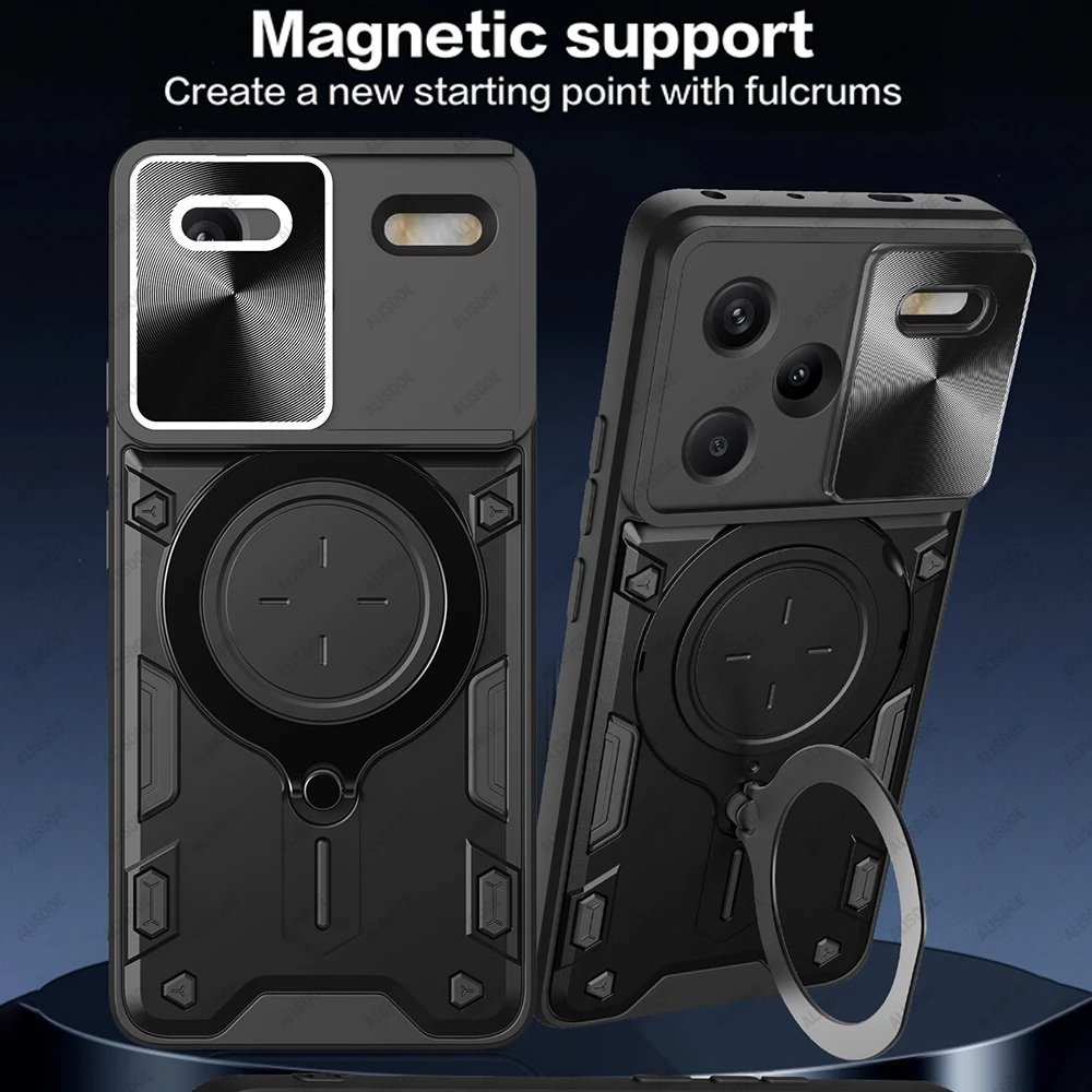 Funda for Redmi Note 13 Pro Plus 5G POCO X6 M6 Pro Case Slide Camera Cover for Redmi Note 13 Pro Ring Stand Capa