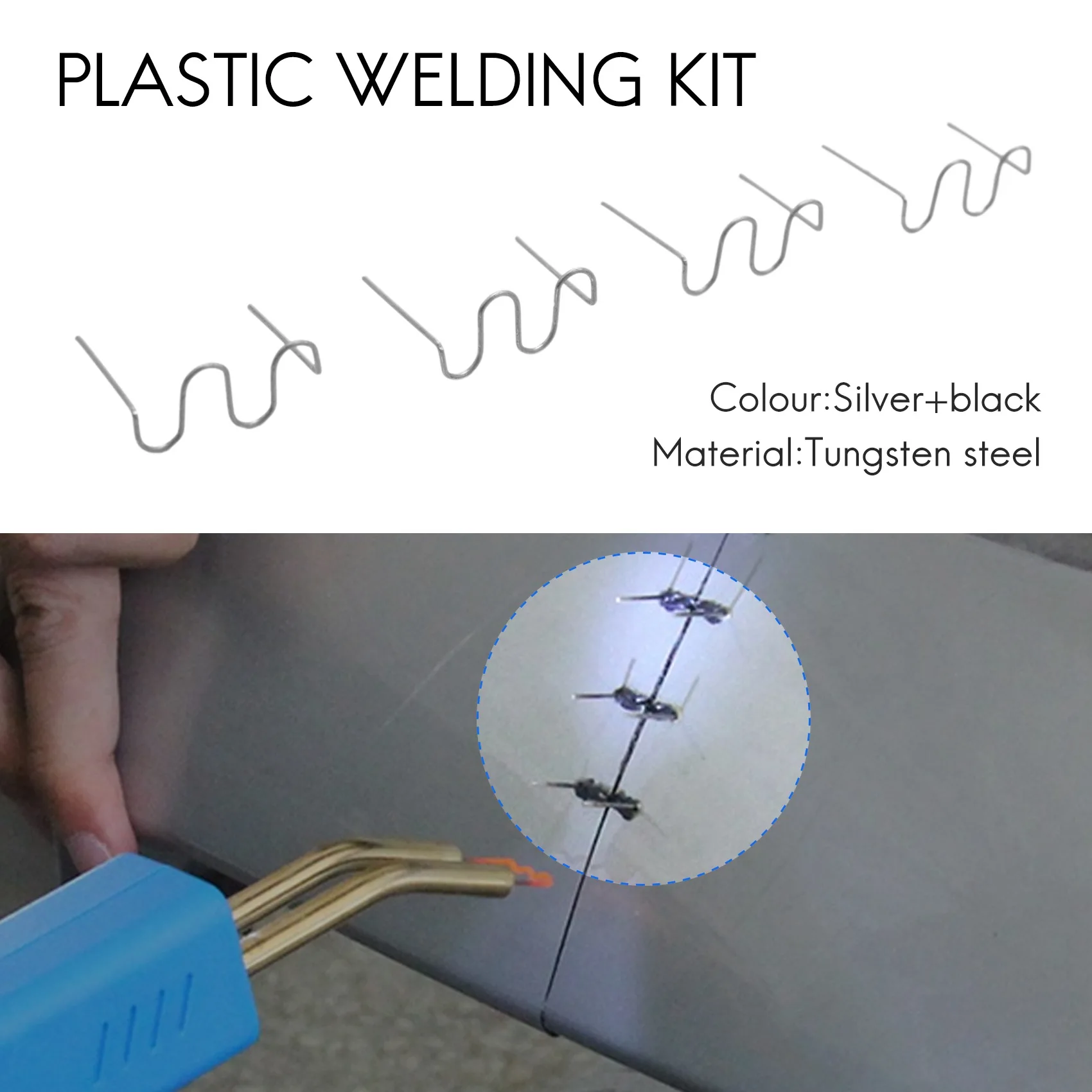 

AT29-1500Pcs Welding Rods Hot Staple Repair Machine Plastic Welding Hot Stapler Auto Bumper Repair Pre Cut Wave Staples 0.6Mm