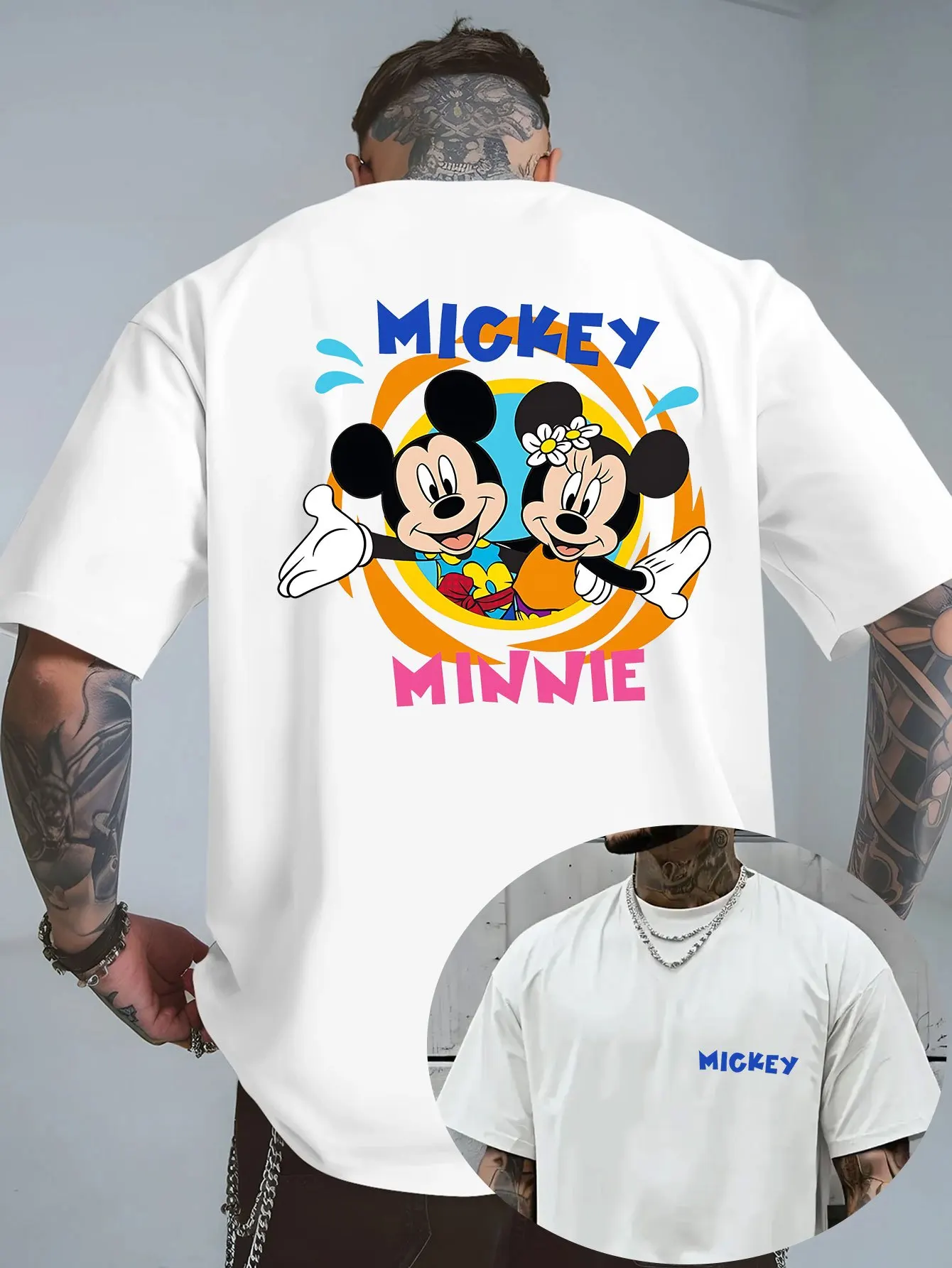 Disney Mickey Mouse T-Shirt Cotton Men's Women  Casual Trendy Oversized Streetwear Loose Short Sleeve Unisex Event Outfit