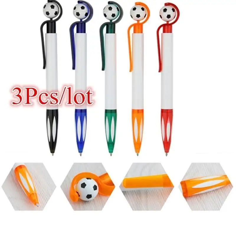3Pcs/lot Ballpoint Pen 0.5mm Blue Ink Writing Supplies Ballpoint Pen Football Student Stationery Random Color Wholesale