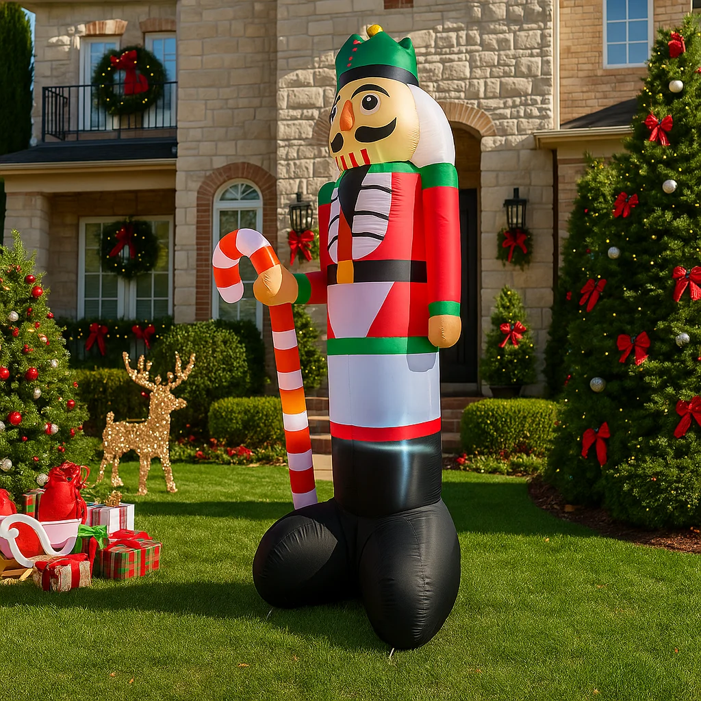11.8FT Nutcracker Soldier Inflatable Christmas Decoration Ornament Light Outdoor Decoration Yard Holiday Party Decor Toy Display