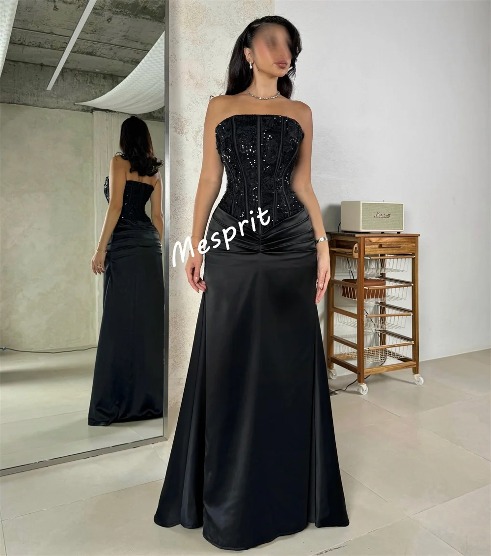 Charmeuse personnalisée paillettes tempérament bretelles noir longues robes sur mesure Occasion luxe soirée élégante fête de mariage
