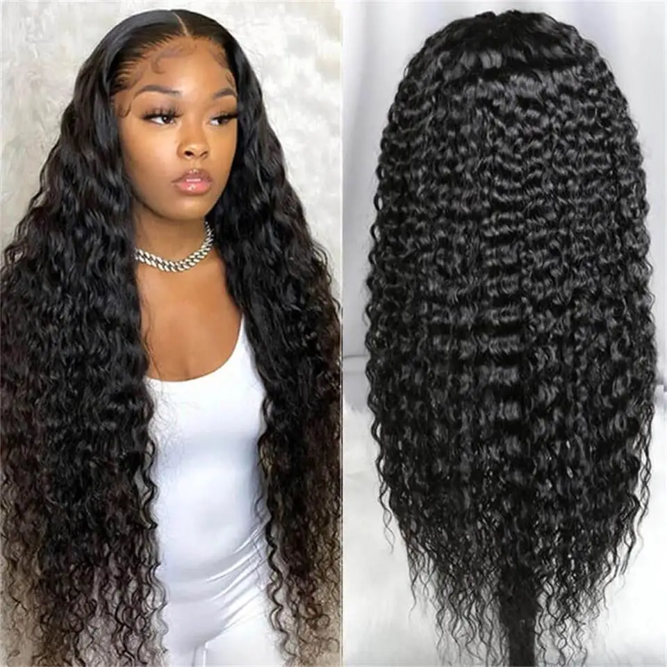 13x4 Transparent Lace Front Wig Water Wave Lace Human Hair Wigs For Women Deep Wave Frontal Lace Wig Brazilian Curly Remy Hair