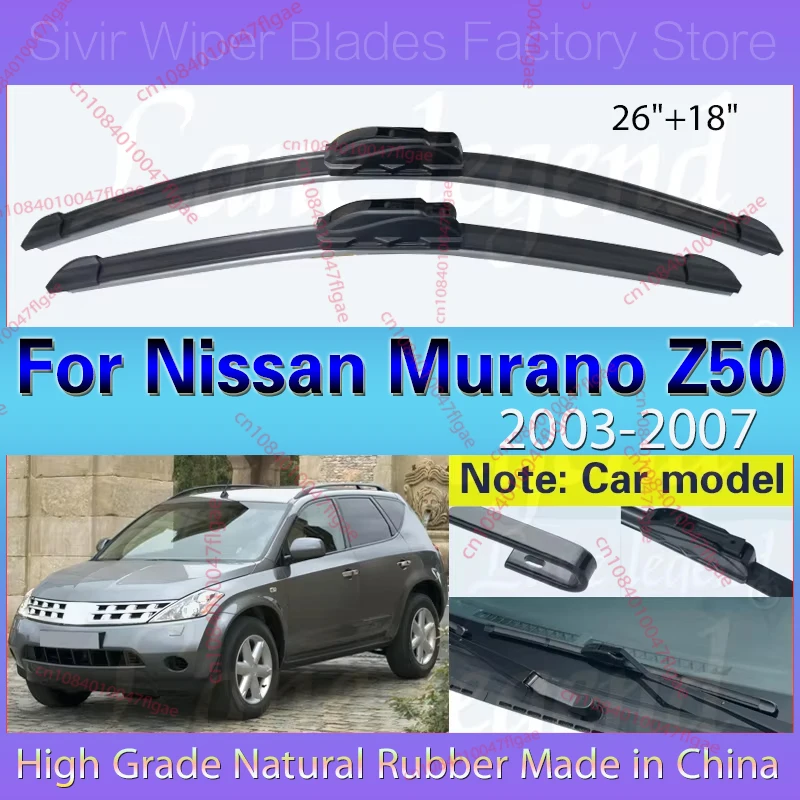 

Car Wiper Blade Window Windshield Rubber Refill Wiper For Nissan Murano Z50 2003 2004 2005 2006 2007 26"+18" Car Accessories