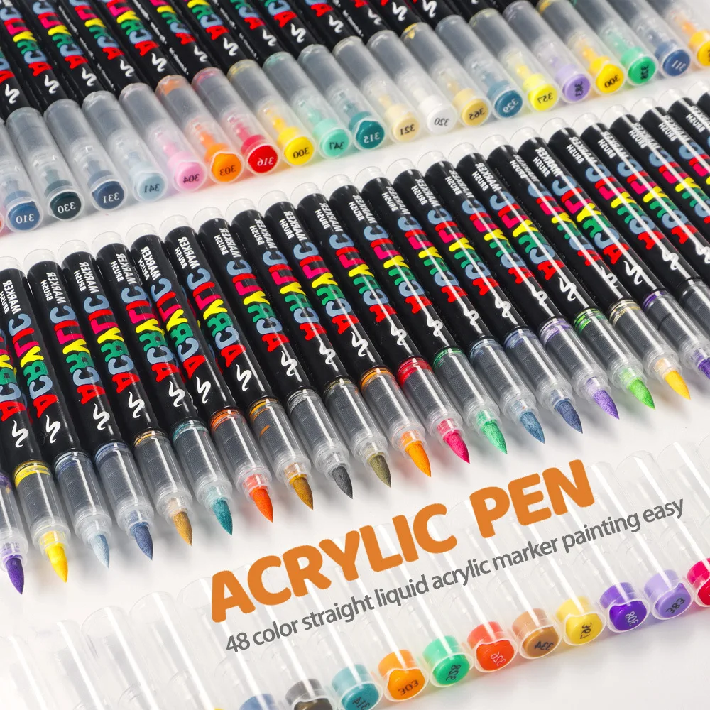 

12-72 Colors Acrylic Paint Pen Marker Brush Tip Paint Marker For Rock Painting Wood Canvas Stone Christmas Gift DIY Craft