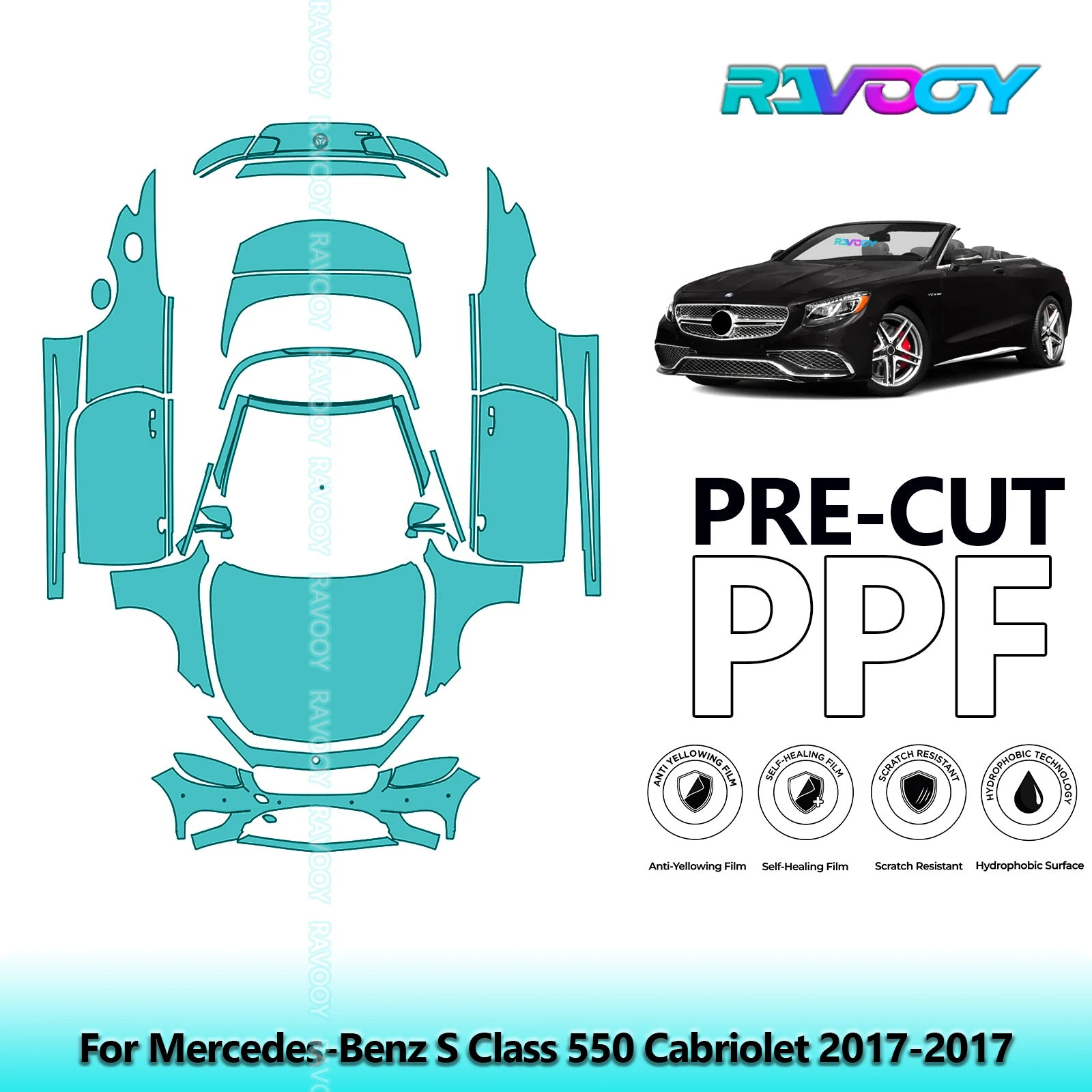 

Full Vehicle Clear Bra Precut PPF Paint Protection Film For Mercedes-Benz S Class 550 Cabriolet 2017-2017