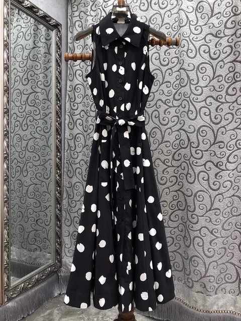 Fashion Elegant Polka Dot Patchwork Strap Design Turndown Collar Dresses Fashion Elegant Polka Dot Patchwork Strap Design Turndown Collar Dresses