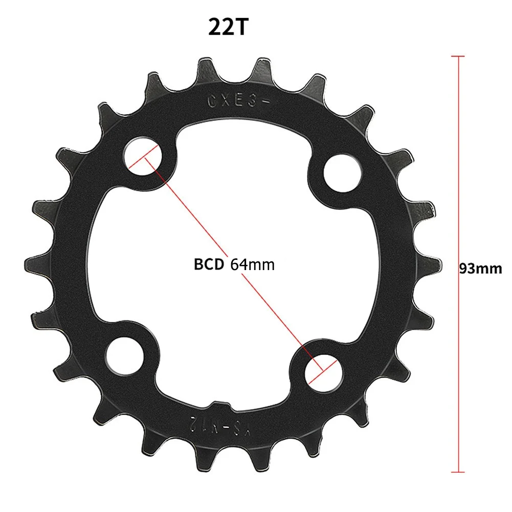 Chainring Single Tooth Chain Ring 104BCD Chainring with 22T/24T Options Increases Wear Life and Reduces Friction