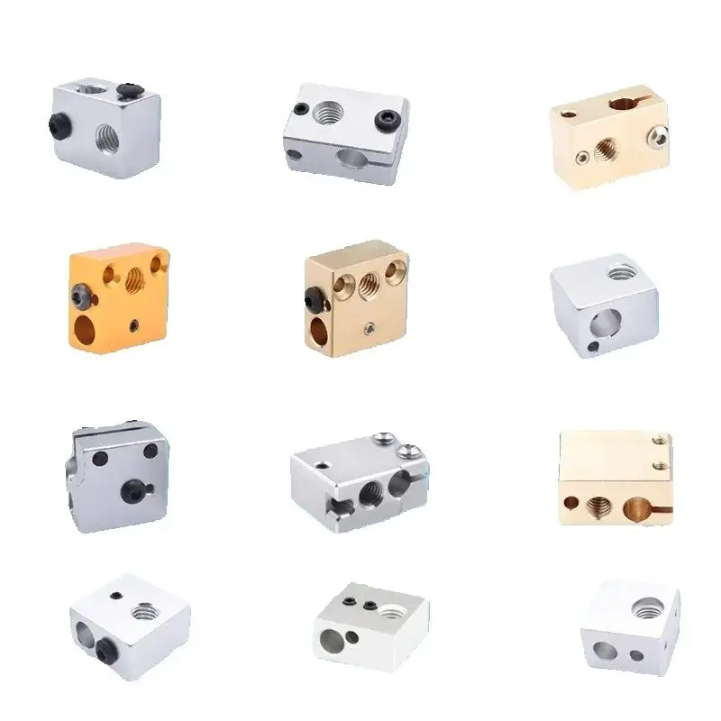 

1 шт. 3D блок горячего конца E3D/V5/V6/CR10/MK7/MK8/MK2/MK10 Volcano PT100 2 в 1 выход алюминий/медь для 3D-принтера части горячего конца