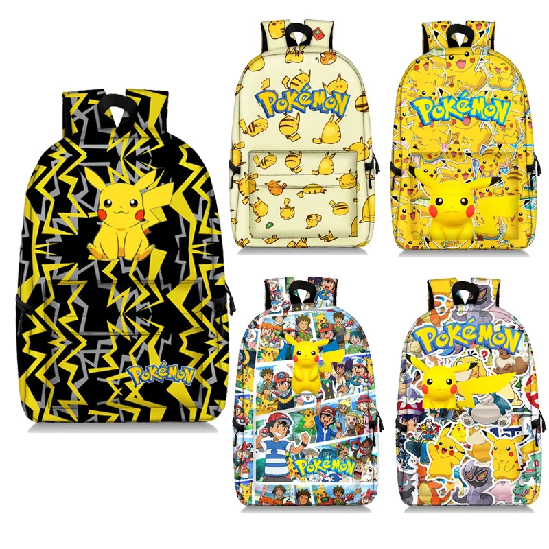 Cartoon Pikachu 3D Print Backpack Anime Backpack Student School Bag Laptop Bag for Kids Adult Satchel School Supplies 18 Inch