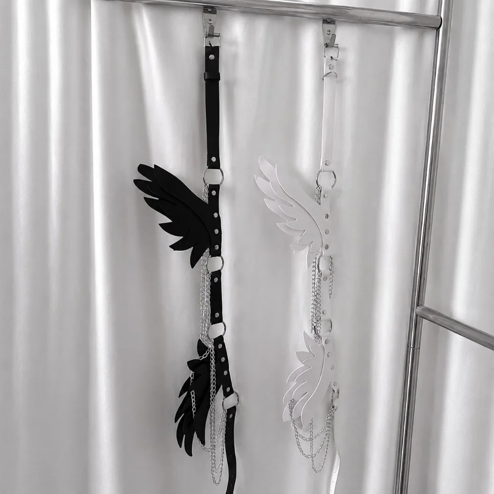 Trendiger Verstellbarer Engelsflügel-Gürtel aus PU-Leder, Punk-Gothic-Gürtel, Statement-Accessoire, Cosplay-Hüftkette, Rave-Outfit – Detail 3