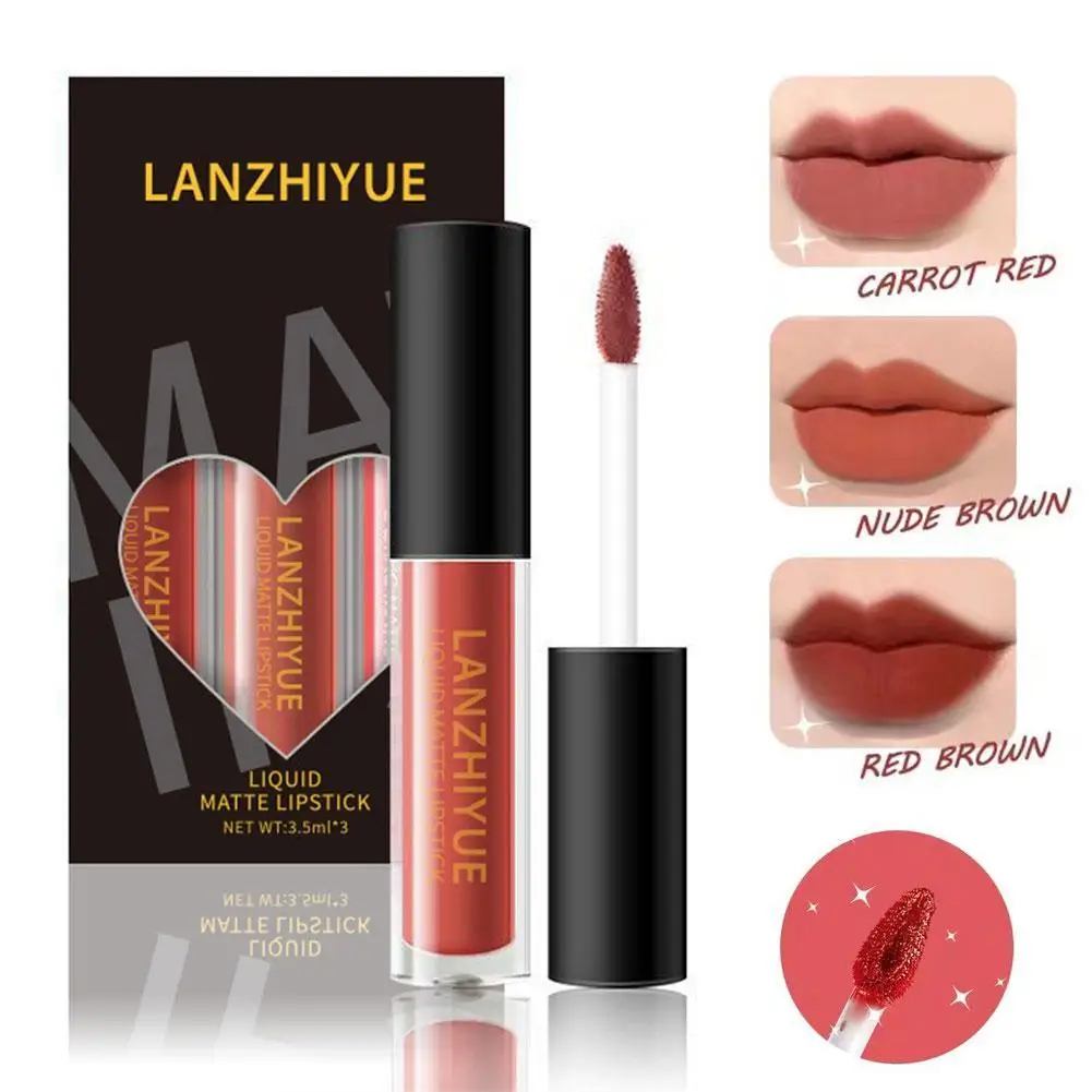 3 pz/4 pz rossetto liquido Set velluto opaco lucidalabbra pasta di fagioli smalto per labbra idratare lunga durata Lip Tint Kit cosmetico trucco