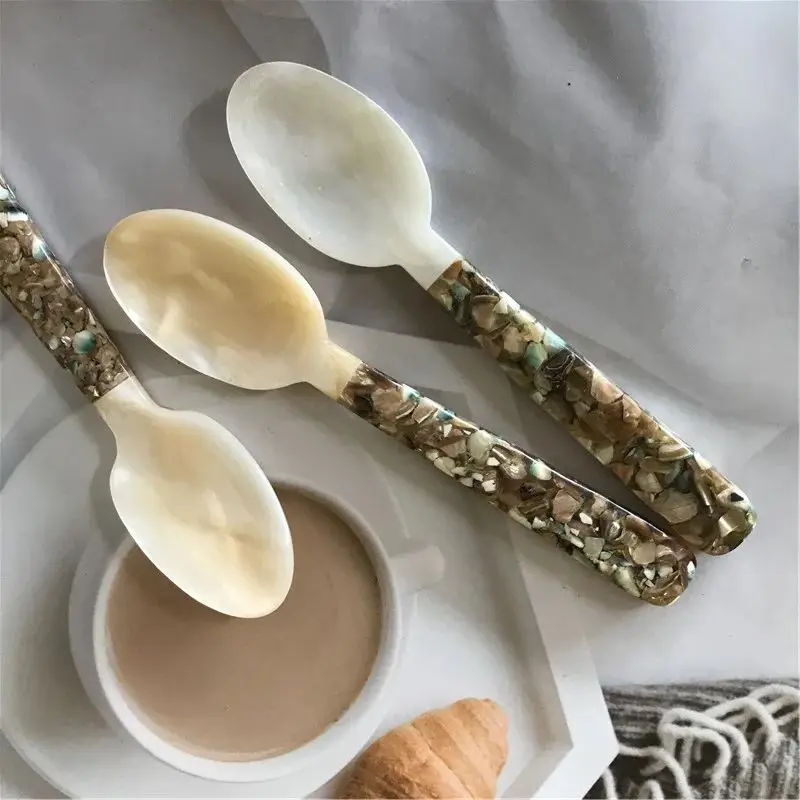 Shell Löffel Zerkleinert Gabel Kaffee Eis Kuchen Shell Gabel Kaviar Kleine Löffel Haushalt Obst Gabel Küche Liefert