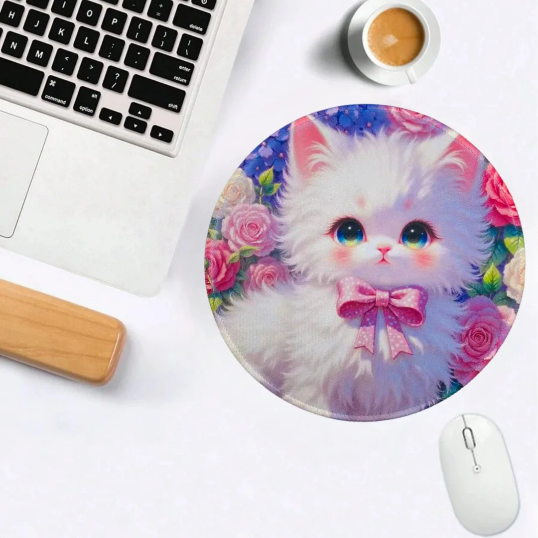 Stitched Edge Round Mouse Pad - Non-Slip for Gaming & Office