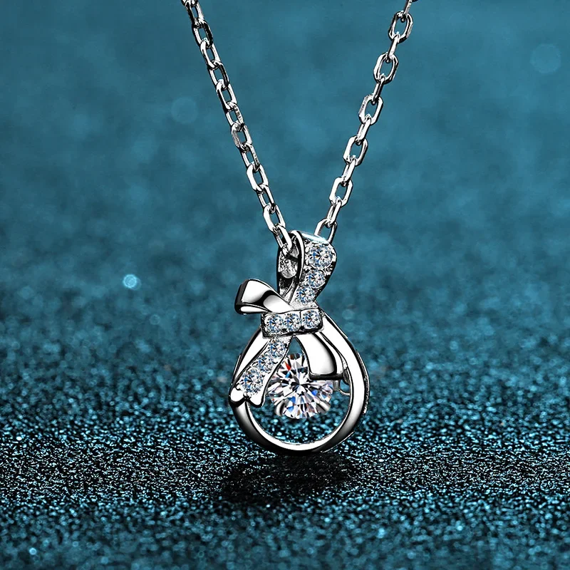 0.5ct Moissanite Necklace Money Bag Pendant for Women Jewelry, Elegant Platinum PT950 Clavicle Chain Birthday Gifts