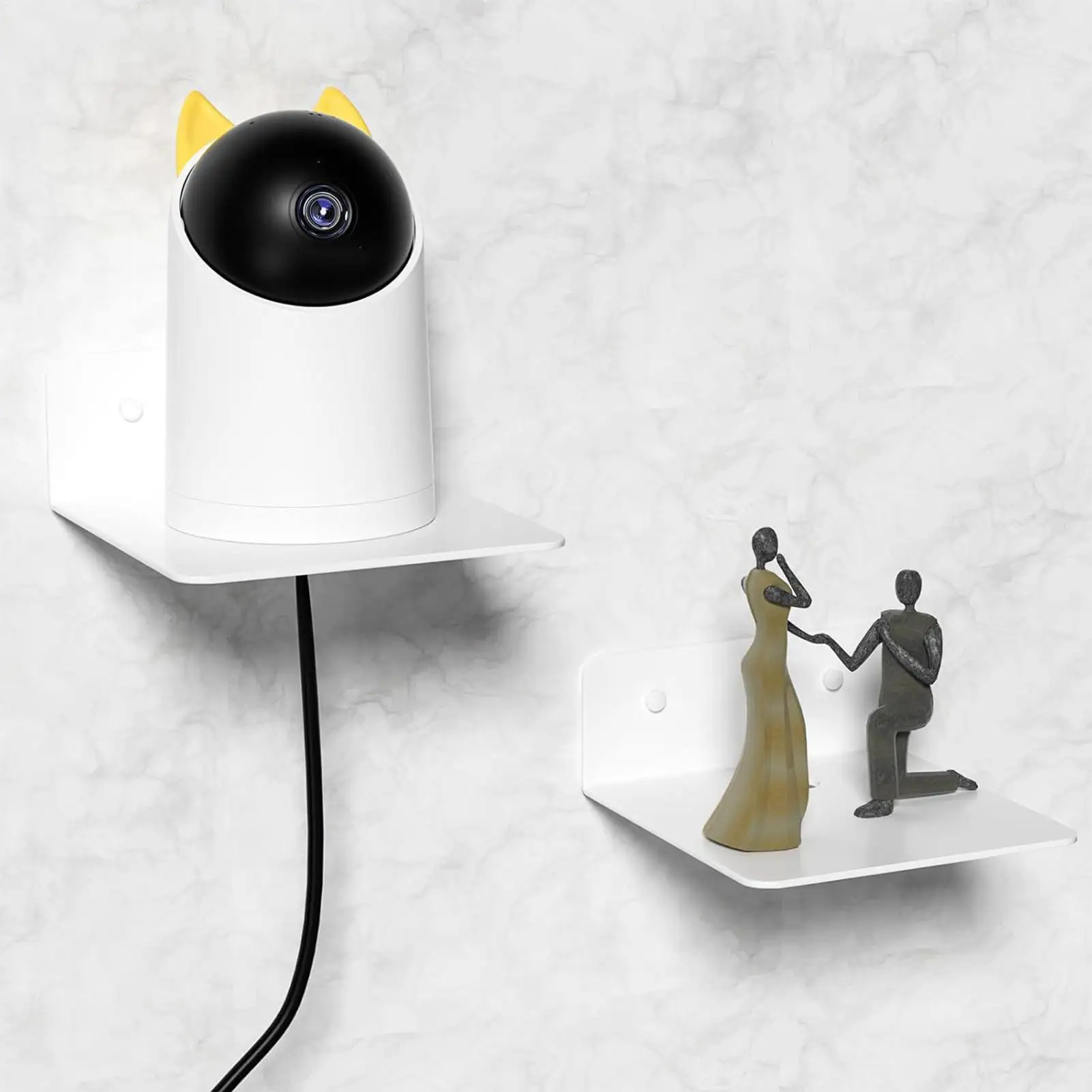 Camera Wall Mount Bracket Small Adhesive Floating Shelf Home Organization for Nursery Bedroom Kitchen Living Room Phone