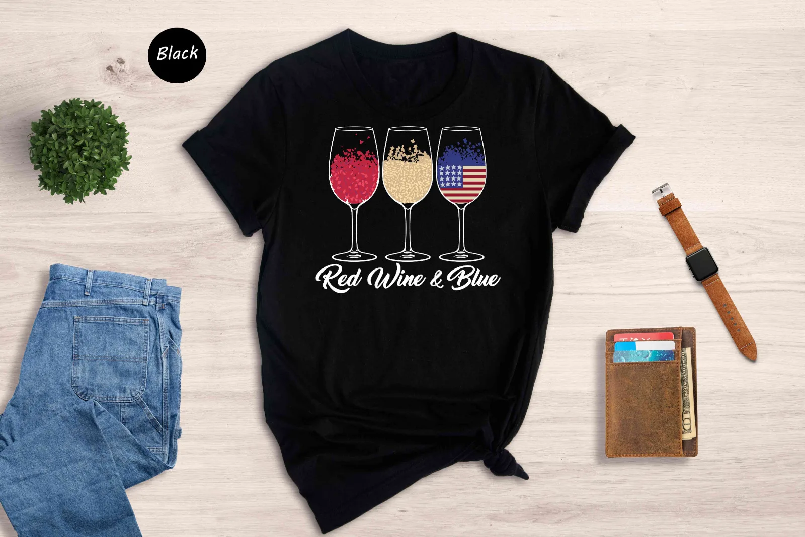 

Red Wine and Blue Shirt, 4th of July Gift, Patriotic Shirt, USA Flag Shirt