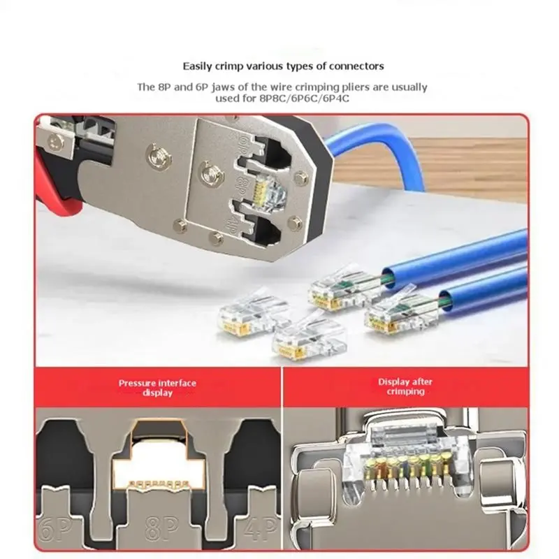 [NEWA08R】 RJ45 Crimper Tool For RJ11 RJ45 Crimping Ethernet Network LAN Cable Cutter Stripper Plier For 6P 8P RJ11 RJ45