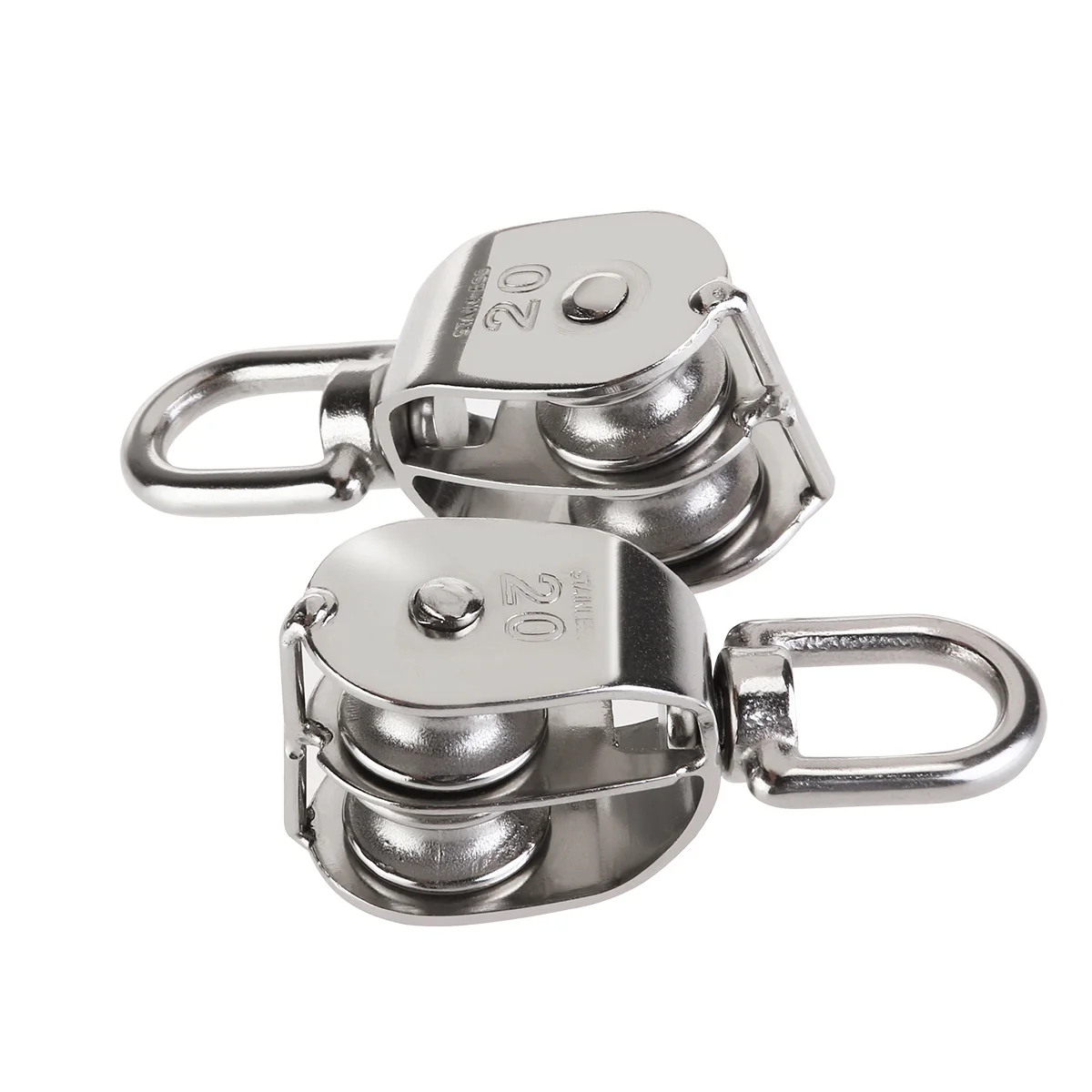 Pullys Wheels System Stainless Steel Double Pulley Block Crane Sheave Swivel Eye Rope