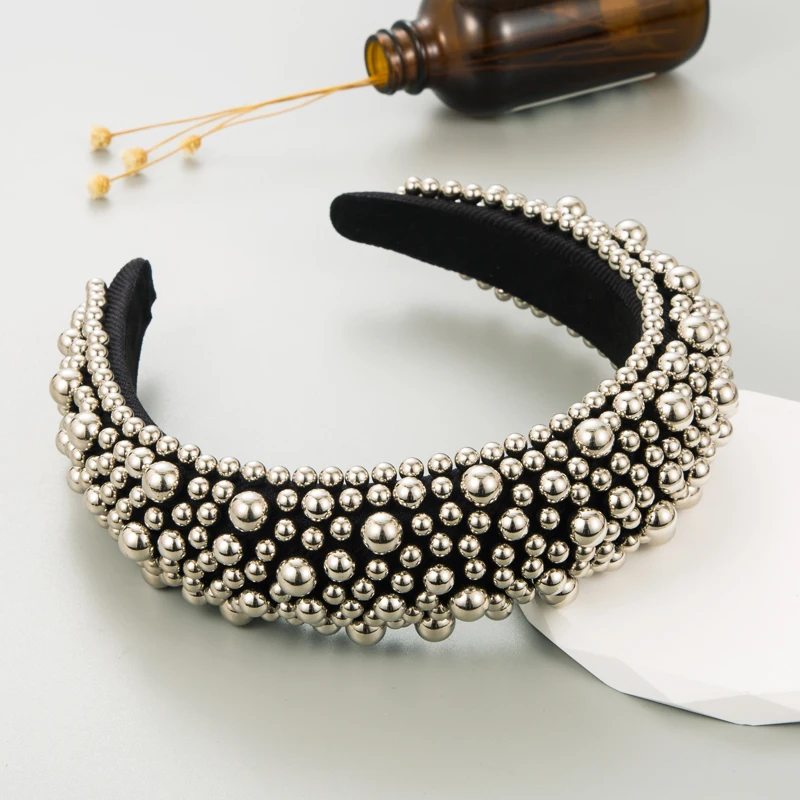 Cross border New Versatile Fashion Pearl Sponge Wide Edge Headband High Head Top Hair Clip Elegant Hair Jewelry